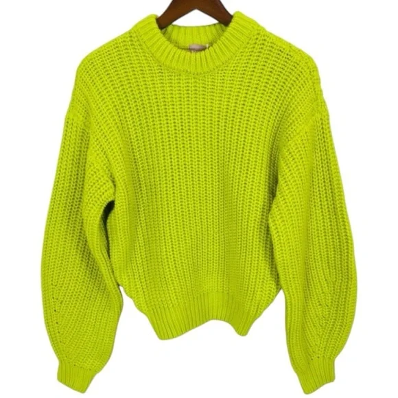 Show Me Your Mumu Sweater Bailey Green Cable Knit Crewneck  Various Sizes NWT - Picture 2 of 10